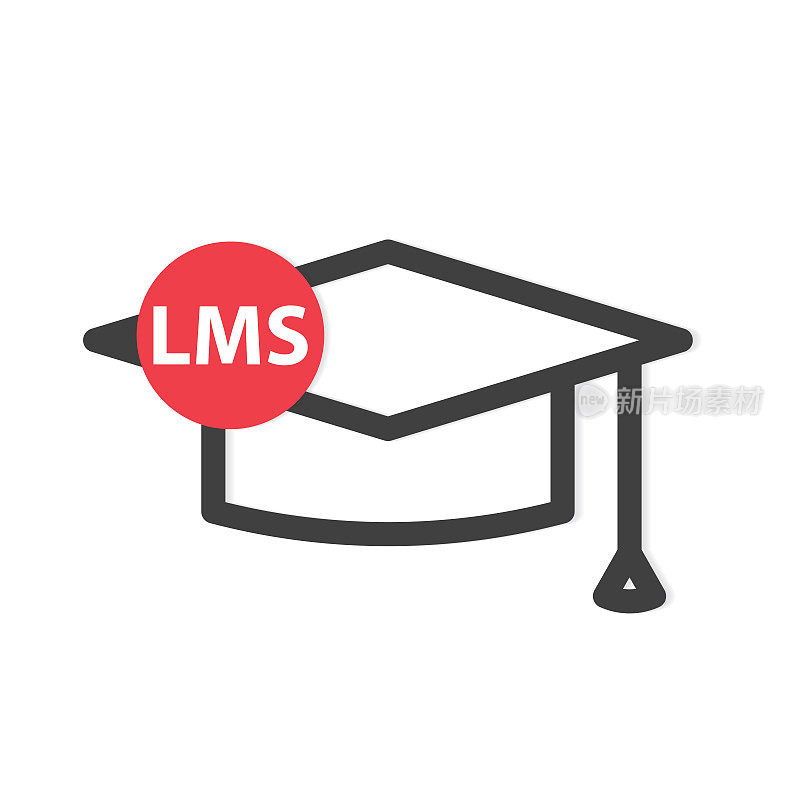 LMS (Learning Management System)概念缩写和毕业帽图标